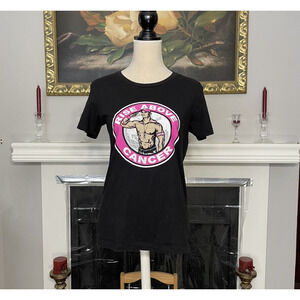 WWE Athentic John Cena Rise Above Cancer T Shirt Black Large